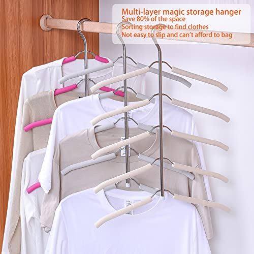 JFFLYIT Blouse Tree Hangers Multi-Layer Clothes Hangers 3 Pack 5 in 1 Non Slip Space Saving Closet Organizer Stainless Steel Shirt Hangers Coats Hangers（Black）