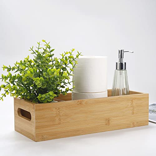 Bathroom Basket, 15 x 6 x 4 inch Toilet Paper Storage, Wood Basket Tray Organizer for Bathroom Vanity Counter Toilet Tank Topper