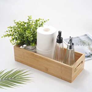 Bathroom Basket, 15 x 6 x 4 inch Toilet Paper Storage, Wood Basket Tray Organizer for Bathroom Vanity Counter Toilet Tank Topper