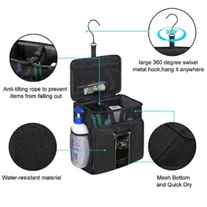 Famard Portable Shower Caddy Bag, Large Capacity Hanging Travel Shower Bag with Quick Dry Mesh Base, Water-Resistant Portable Bathroom Shower Caddy Tote for College Dorm,Gym and Camp