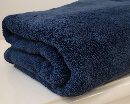 Cotton & Calm Exquisitely Plush and Soft Extra Large Bath Towel (Navy Blue, 35" x 70", Set of 1) Premium 100% Combed Cotton Oversized Luxury Bath Sheet, Pool Towel, Beach Towel