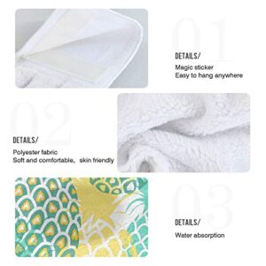 Summer Pineapple Kitchen Hanging Towel Tropical Fruits Leaves Hand Tie Towels Set 2 Pcs Tea Bar Dish Cloths Dry Towel Soft Absorbent Durable for Bathroom Laundry Room Decor