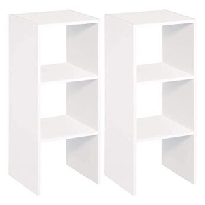 closetmaid 895300 decorative home vertical stackable 2-cube organizer storage with open back panel design, 31-inch, white (3 pack)