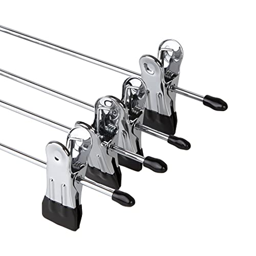 Richards Homewares Stackable Skirt and Slack Hanger, 4-Piece Set, Black Vinyl Coated Steel Chrome Adjustable Clips