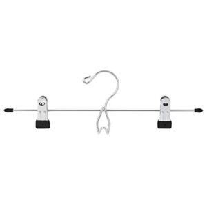 Richards Homewares Stackable Skirt and Slack Hanger, 4-Piece Set, Black Vinyl Coated Steel Chrome Adjustable Clips