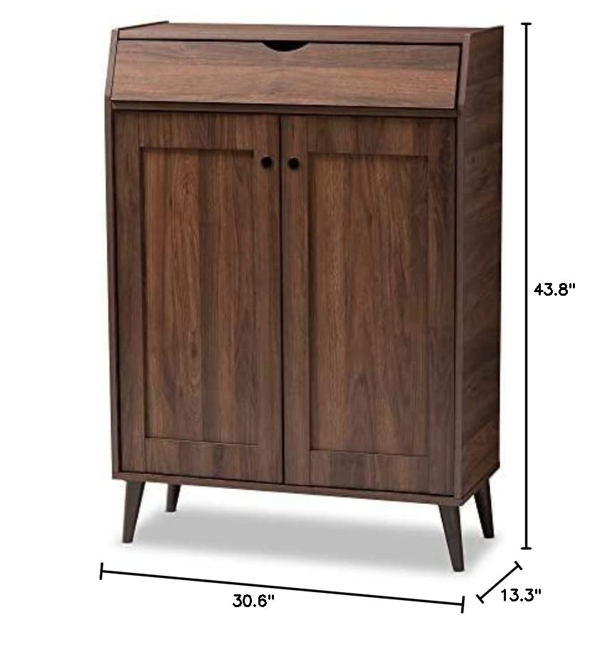 Baxton Studio Shoe Cabinets, One Size, Walnut