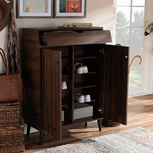 Baxton Studio Shoe Cabinets, One Size, Walnut