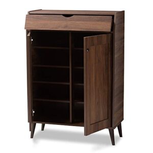 Baxton Studio Shoe Cabinets, One Size, Walnut