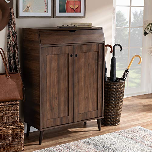 Baxton Studio Shoe Cabinets, One Size, Walnut