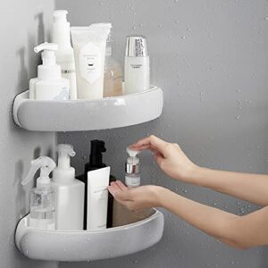 TOPHOME Triangular Corner Shower Rack Shower Caddy Corner Shelf Shower Basket Wall Mounted Shower Holder Organizer Storage Basket Rack for Bathroom Kitchen Toilet Dorm-NO-Drilling