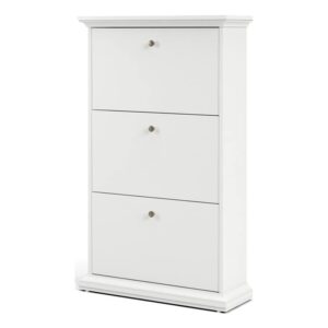 tvilum sonoma 3 drawer shoe cabinet, white