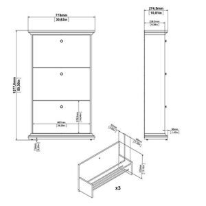 Tvilum Sonoma 3 Drawer Shoe Cabinet, White