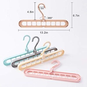 Magic Space Saving Clothes Hangers Multifunctional Smart Closet Organizer Premium Wardrobe Clothing Cascading Hanger 9 Slots, Innovative Design for Heavy Clothes, Shirts Pants Dresses Coats(4 Pack)