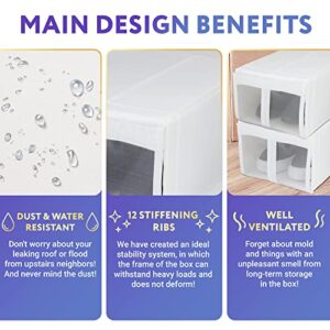 APQ Closet Storage Boxes with Lids, Hook and Loop Fasteners, 13.5 x 8.75 x 6.25, Pack of 4 White Fabric Boxes for Storage, Roomy Dense Oxford Cloth Collapsible Storage Box, Odorless Fabric Storage Box