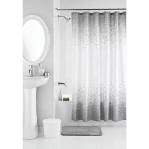 famipod shower curtain liner gray, 17-piece gray weave polyester/ceramic bathroom accessory set