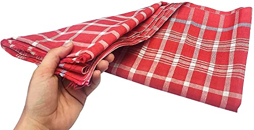 SATVIK 60x30 Inch Traditional Indian Gamcha Pure Thin Cotton Fabric Handmade Spiritual Towel Indian Cotton Gamchha for Puja for Home and Temple Puja Accessories Store Pandit Towel Gumcha Gamchaa