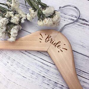 thefirstcabin wedding hangers for bride, bridal wedding gift, rustic wood dress hangers (bride)