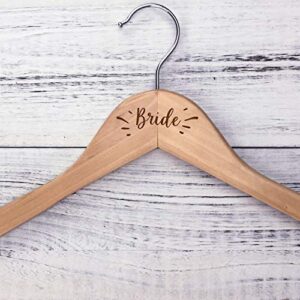 Thefirstcabin Wedding Hangers for Bride, Bridal Wedding Gift, Rustic Wood Dress Hangers (Bride)