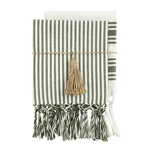 Mud Pie Striped Turkish Towels, Green