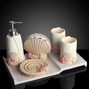 BKDFD Cute Beach Style Bathroom Bathroom Wash Set Toilet Supplies Set Brushing Cup Mouthwash Cup Set