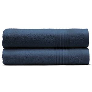 cosy house collection 2-pack essential cotton hand towel set - ultra soft, absorbent & quick drying - luxury 100% cotton plush towel - for bathroom, shower & kitchen (hand towel, navy)