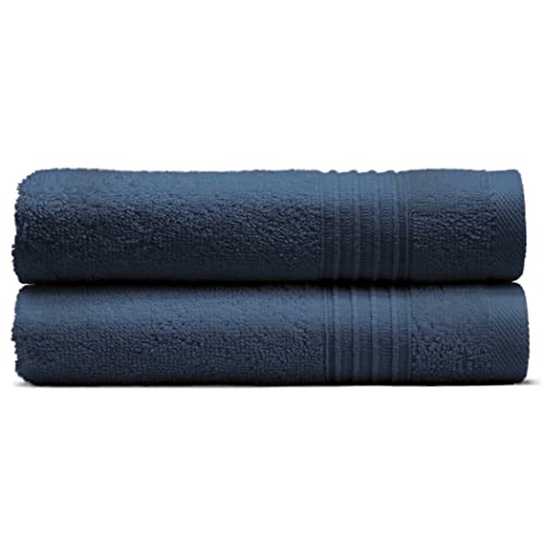 Cosy House Collection 2-Pack Essential Cotton Hand Towel Set - Ultra Soft, Absorbent & Quick Drying - Luxury 100% Cotton Plush Towel - for Bathroom, Shower & Kitchen (Hand Towel, Navy)