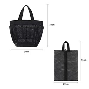 Mesh Shower Caddy Tote Quick Dry Shower Tote Bag for College Dorm Room Essentials Makeup Comestic Storage Basket with 9 Pocket Portable Travel Shoe Bag Set Toiletry and Bath Organizer Hanging Tote Bag