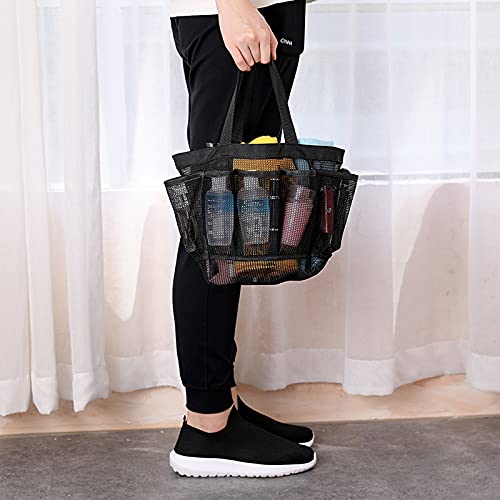 Mesh Shower Caddy Tote Quick Dry Shower Tote Bag for College Dorm Room Essentials Makeup Comestic Storage Basket with 9 Pocket Portable Travel Shoe Bag Set Toiletry and Bath Organizer Hanging Tote Bag