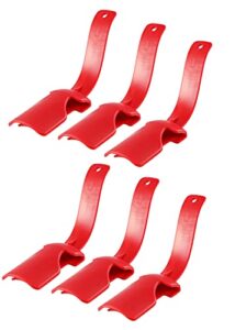 home-x shoe helpers, ergonomic easy shoe helpers with curved handles for pulling shoes on, one size fits all, durable plastic for multiple uses, set of 6, 6" l x 1 ¾” w x 1 ¼” h, red
