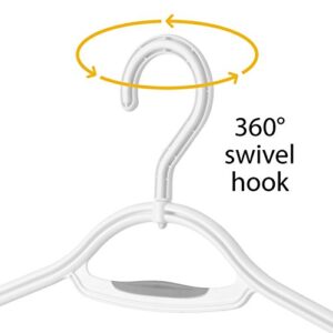 Whitmor Slim Sure-Grip Hangers with Swivel Hook (Set of 5), White, 17.13x 8.07 inch