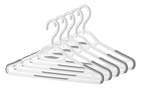 Whitmor Slim Sure-Grip Hangers with Swivel Hook (Set of 5), White, 17.13x 8.07 inch