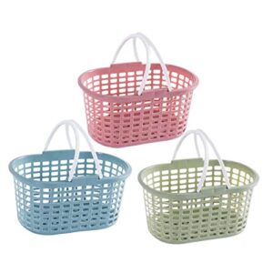 plafope 3pcs portable storage basket plastic basket with handle pantry organizer basket bathroom caddy organizer cleaning caddy bathroom shower basket shower caddy storage rack portable