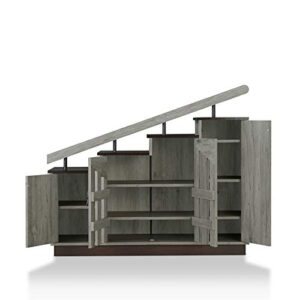 Furniture of America Barstead Wood Staircase Shoe Cabinet in Gray Oak