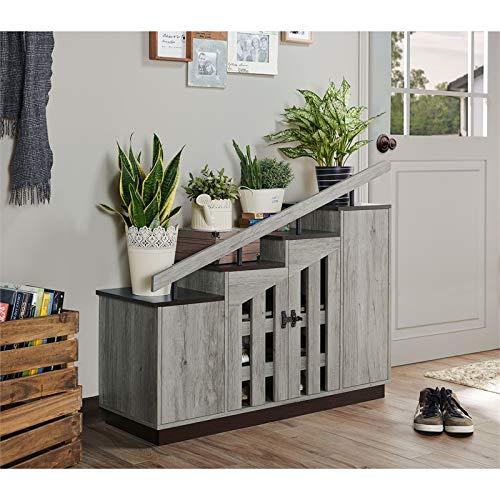 Furniture of America Barstead Wood Staircase Shoe Cabinet in Gray Oak