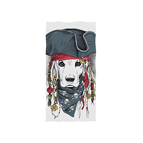 Sinestour Portrait of Cocker Spaniel Dog in Pirate Hat Hand Towels for Bathroom Decorative Guest Hand Towels Multipurpose for Gym and Hotel