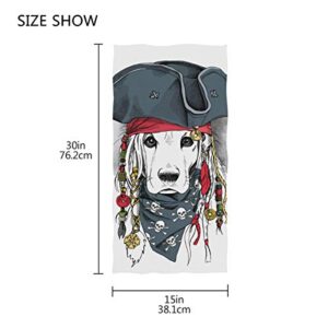 Sinestour Portrait of Cocker Spaniel Dog in Pirate Hat Hand Towels for Bathroom Decorative Guest Hand Towels Multipurpose for Gym and Hotel