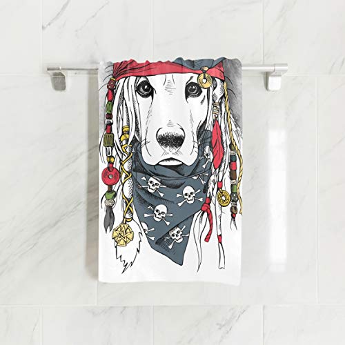 Sinestour Portrait of Cocker Spaniel Dog in Pirate Hat Hand Towels for Bathroom Decorative Guest Hand Towels Multipurpose for Gym and Hotel