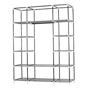 5-Layer 12-Compartment Non-Woven Fabric Wardrobe Portable Closet Gray (133x46x170cm)