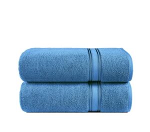 hotel spa luxury bath sheet - 2 pack - oversized bath towels extra large 35 x 65 - 100% cotton extra large bath towels, hotel towels, soft absorbent everyday use easy care towel set - sky blue towels