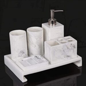 dvtel bathroom supplies kit bathroom set rinse set resin mouthwash cup toothbrush holder set (color : white, size : 6-piece set)