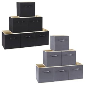 lifewit 6 pack grey storage cubes, bundle with 6 pack black storage cubes, large