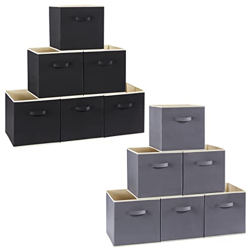 Lifewit 6 Pack Grey Storage Cubes, Bundle with 6 Pack Black Storage Cubes, Large