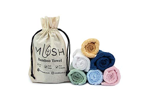 MUSH 600 GSM Hand Towel Set of 2- Pink | 100% Bamboo |Ultra Soft, Absorbent & Quick Dry Towel for Gym, Pool, Travel, Spa and Yoga | 29.5 x 14 Inches