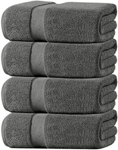 oakias grey bath towels – 4 pack – 27 x 54 inches – highly absorbent, 600 gsm fluffy & soft luxury bath sheets