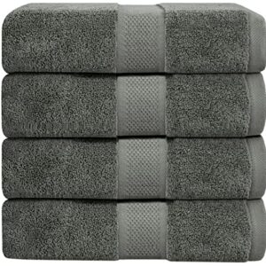 Oakias Grey Bath Towels – 4 Pack – 27 x 54 Inches – Highly Absorbent, 600 GSM Fluffy & Soft Luxury Bath Sheets