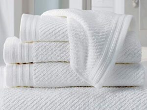 renaissance hotels exclusive diagonal piqué hand towel - 1 fluffy, combed cotton hand towel with elegant trim border - white - 16" x 27"