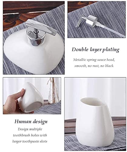 DVTEL Marble Texture Ceramic Mouthwash Cup Sanitary Suit Five-Piece Household Couple Set (Color : Nature, Size : 5 Piece kit)