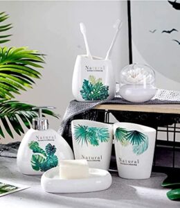 dvtel marble texture ceramic mouthwash cup sanitary suit five-piece household couple set (color : nature, size : 5 piece kit)