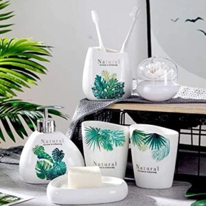 DVTEL Marble Texture Ceramic Mouthwash Cup Sanitary Suit Five-Piece Household Couple Set (Color : Nature, Size : 5 Piece kit)