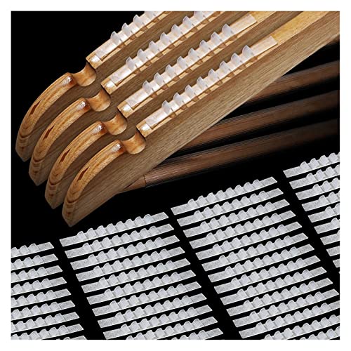 Non Slip Hanger Grips, 200PCS Self Adhesive Silicone Clothes Hanger Strips Clear with Fins for Clothing Hanger, 0.24 x 2.76in